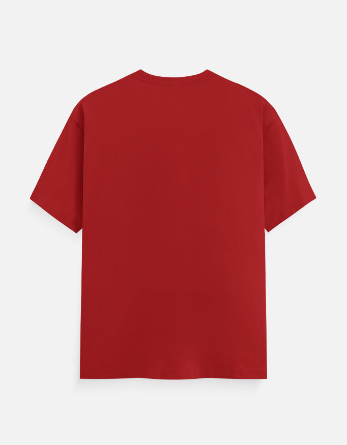 Unisex crew neck T-shirt in red with no visible front graphic.