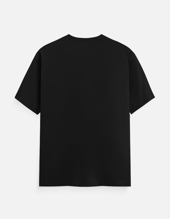 Unisex crew-neck T-shirt in black, plain front with no visible graphic