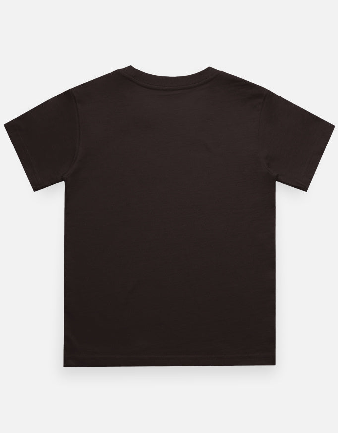 Kids crew neck T-shirt, dark brown, plain back