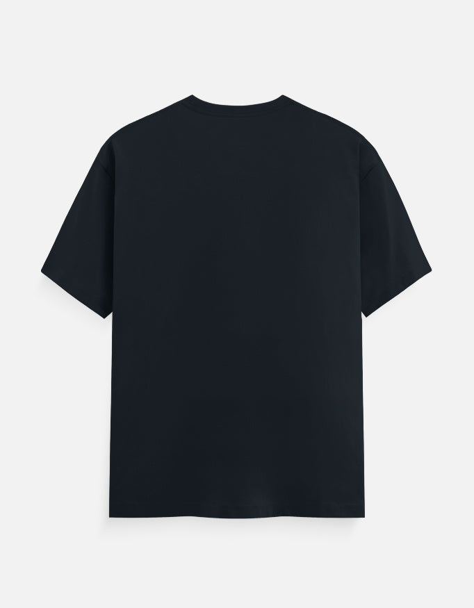 Unisex crew-neck T-shirt in dark navy, plain front with no visible graphic