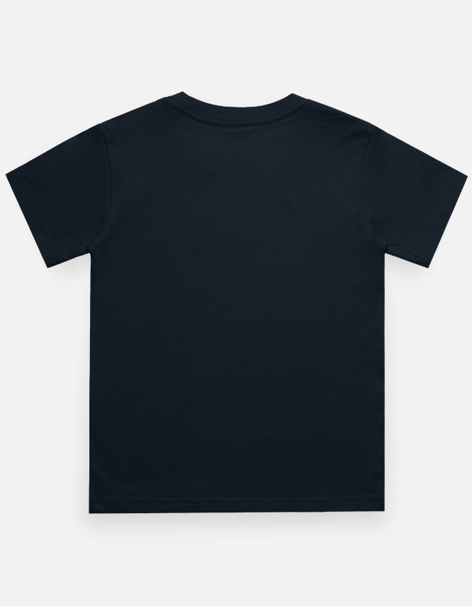 Kids crew neck T-shirt, dark navy, plain back view