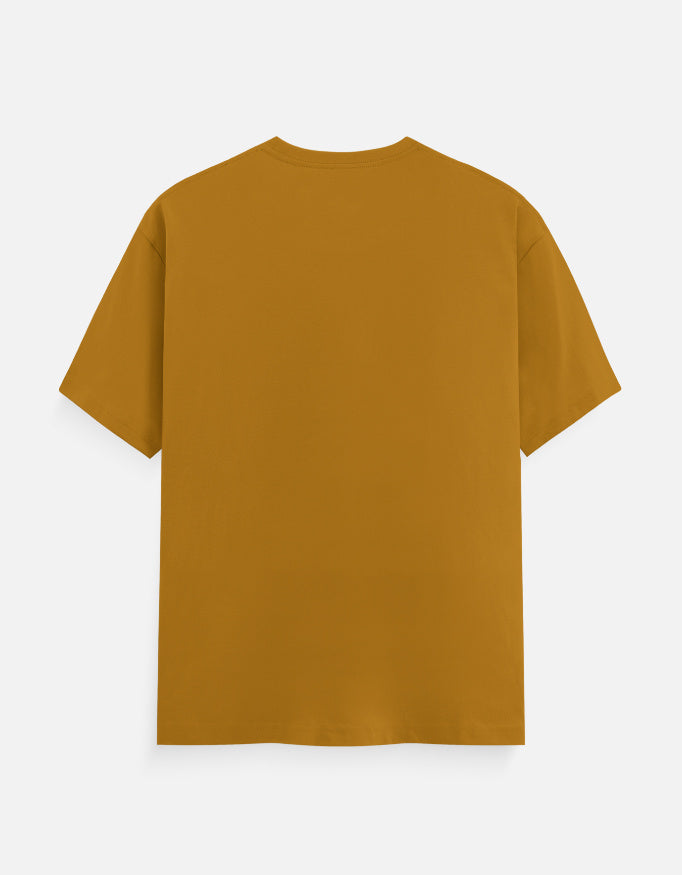 Unisex crew neck T-shirt in mustard yellow with no front graphic (plain).