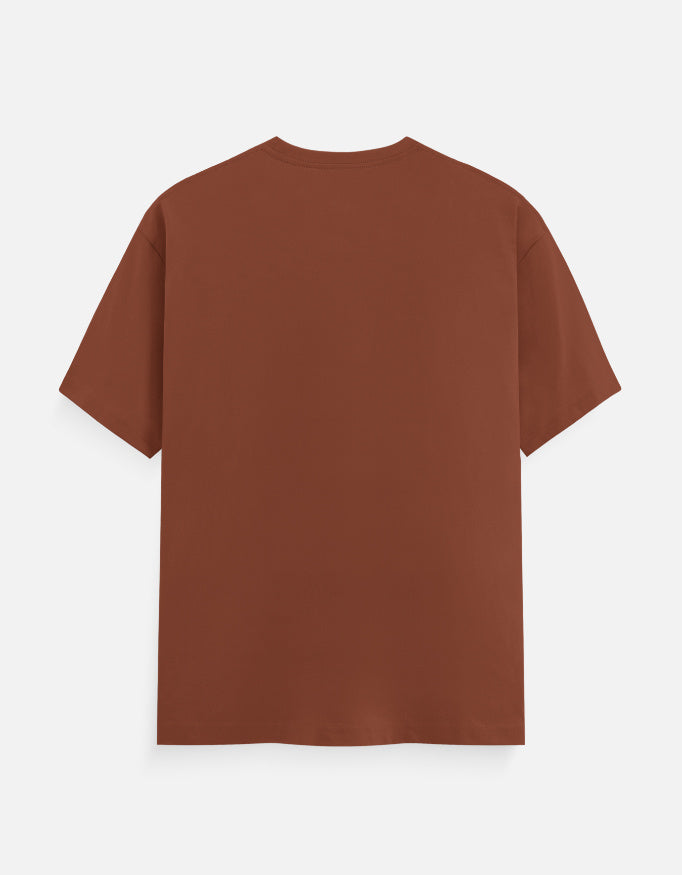 Brown unisex crew-neck t-shirt, plain back view with no visible graphic