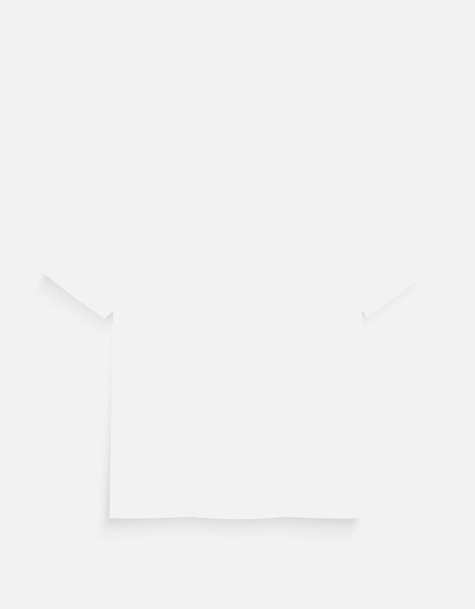 White crew neck T-shirt, short sleeves with visible neckline and upper hem.