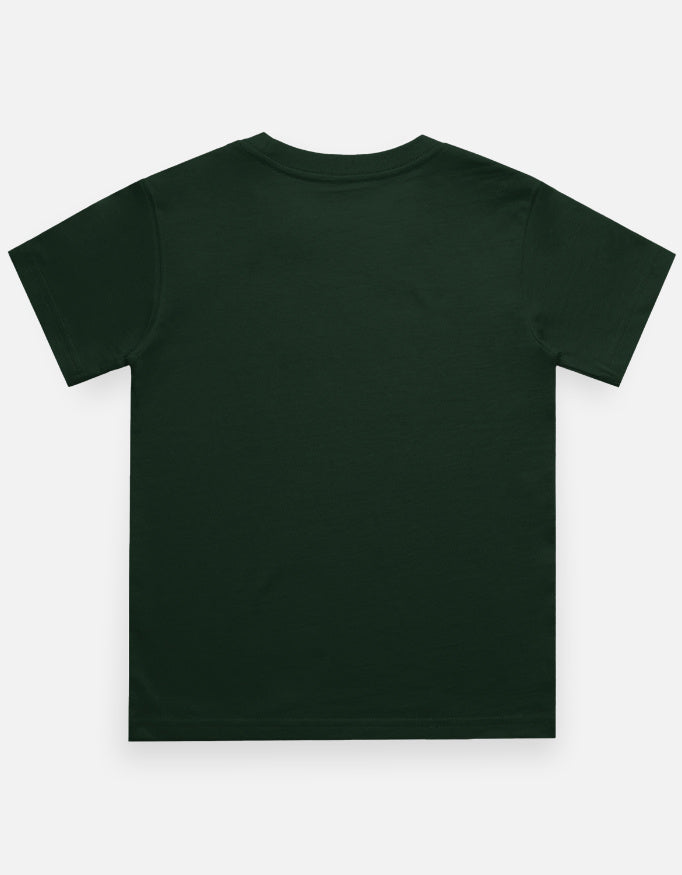 Kids crew neck T-shirt, dark green, plain back