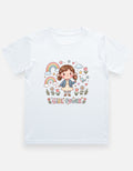 Kids graphic crew neck T-shirt, white with rainbow girl “Girl Power” print