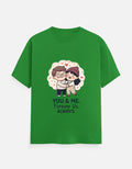 Unisex green graphic T-shirt: hugging couple heart logo with “YOU & ME. Forever Us. ALWAYS.”