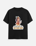 Black unisex crew-neck t-shirt with colorful deity graphic and "Always with you, Jai Shri Ram"