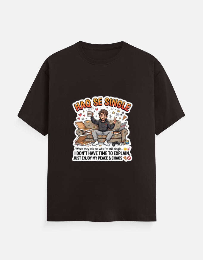 Coffee brown unisex crew-neck t-shirt with colorful Hindi slogan graphic on front