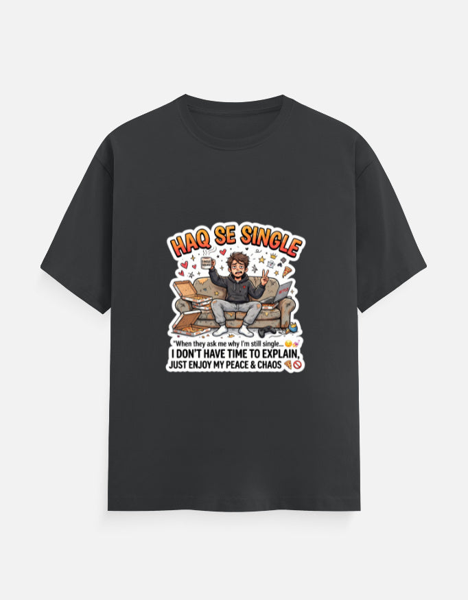 Steel grey unisex crew-neck t-shirt with colorful Hindi slogan graphic on front