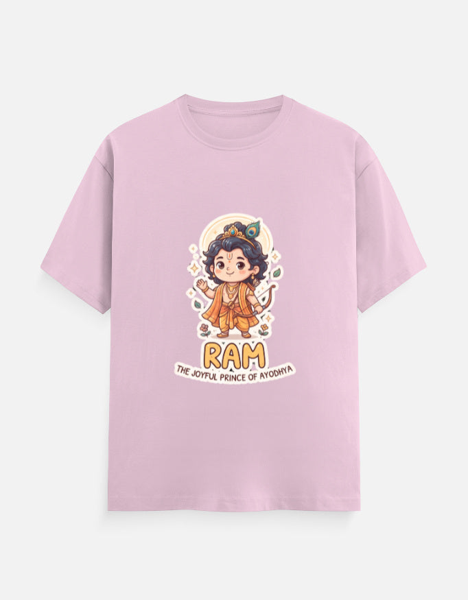 Light pink unisex crew-neck t-shirt with colorful RAM character graphic on the chest.