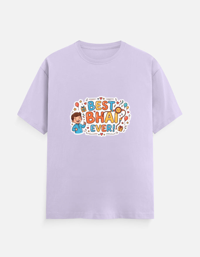 Unisex crew-neck T-shirt, lavender, “Best Bhai Ever” printed graphic on front