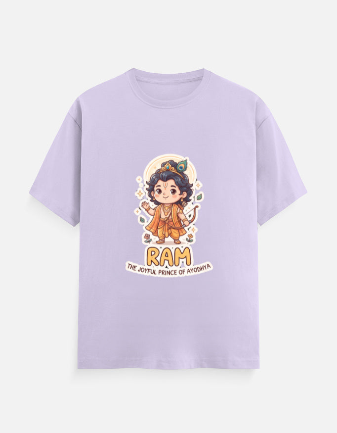 Lavender unisex crew-neck t-shirt with colorful RAM character graphic on the chest.