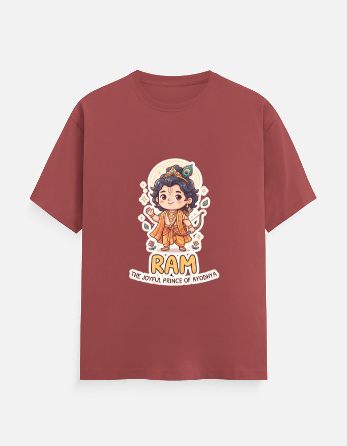 Unisex crew-neck graphic T-shirt, maroon/red with Ram character front print.