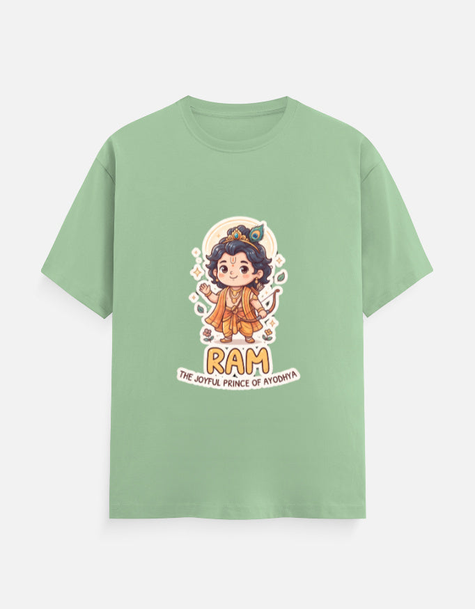 Unisex crew-neck graphic T-shirt, green with Ram character front print.