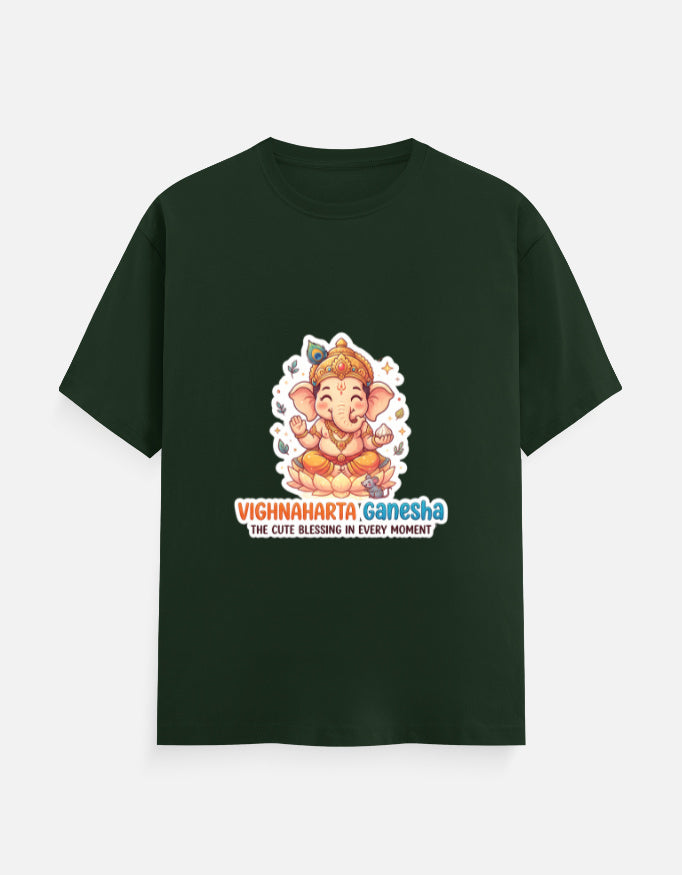 Forest green unisex crew-neck t-shirt with Ganesha graphic on front