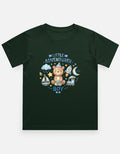 Bottle green kids graphic crew neck T-shirt with teddy bear and adventure boy print
