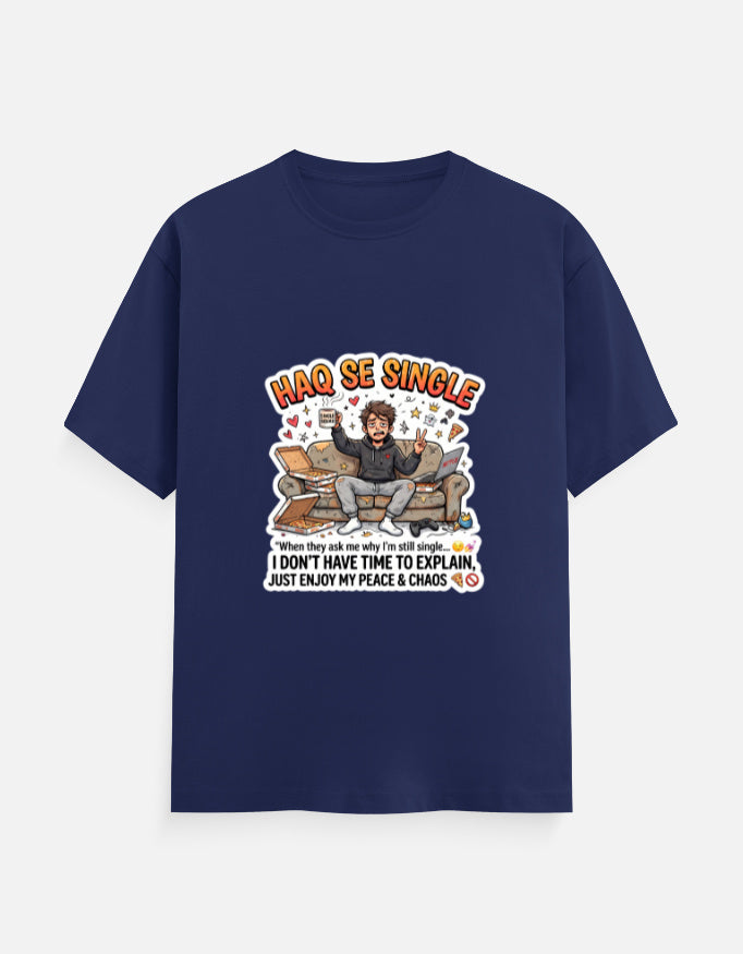 Royal blue unisex crew-neck t-shirt with colorful Hindi slogan graphic on front